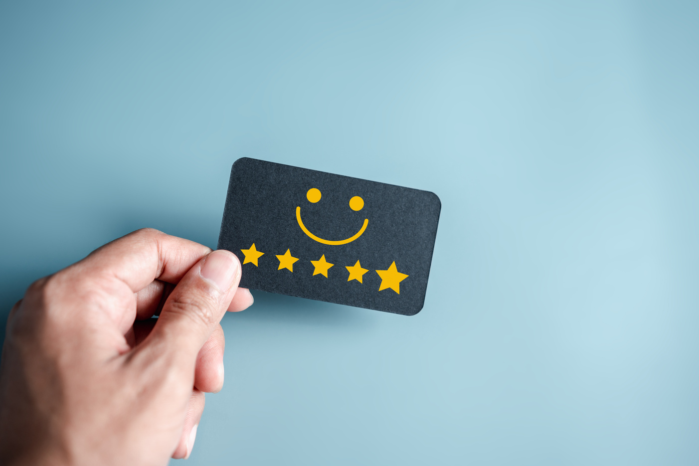 Customer Experiences giving five stars and smile face review, Cl